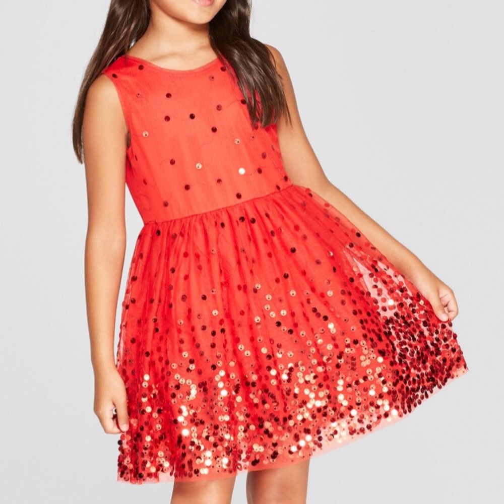 Red sequin dress with pretty ombre details.